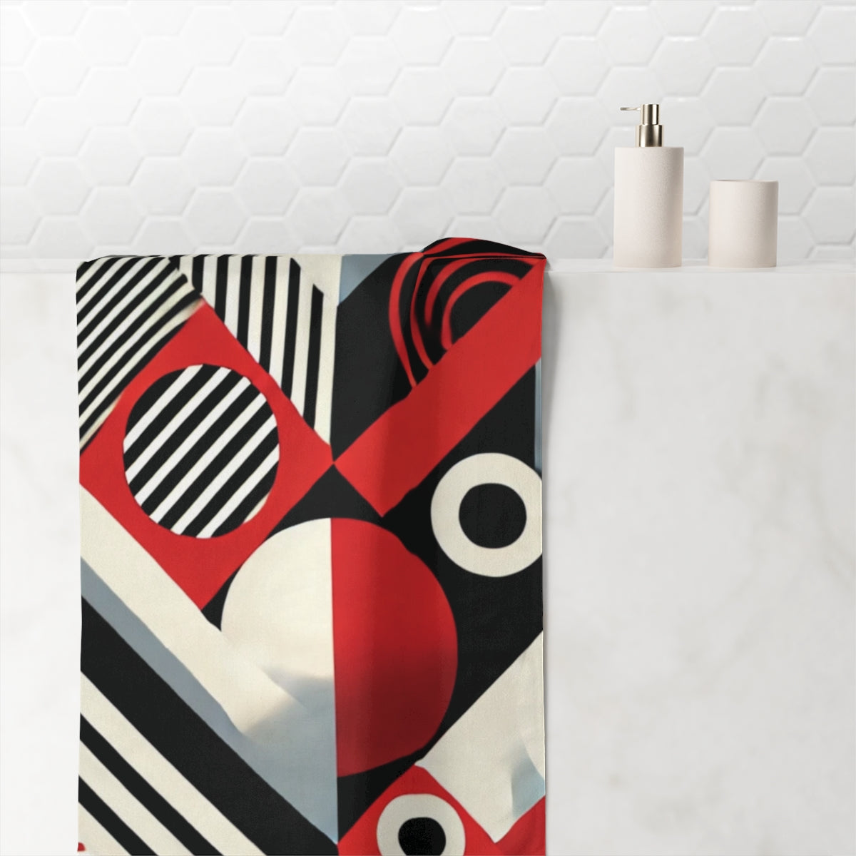 Red, Black & White Abstract Bathroom Decor Bundle