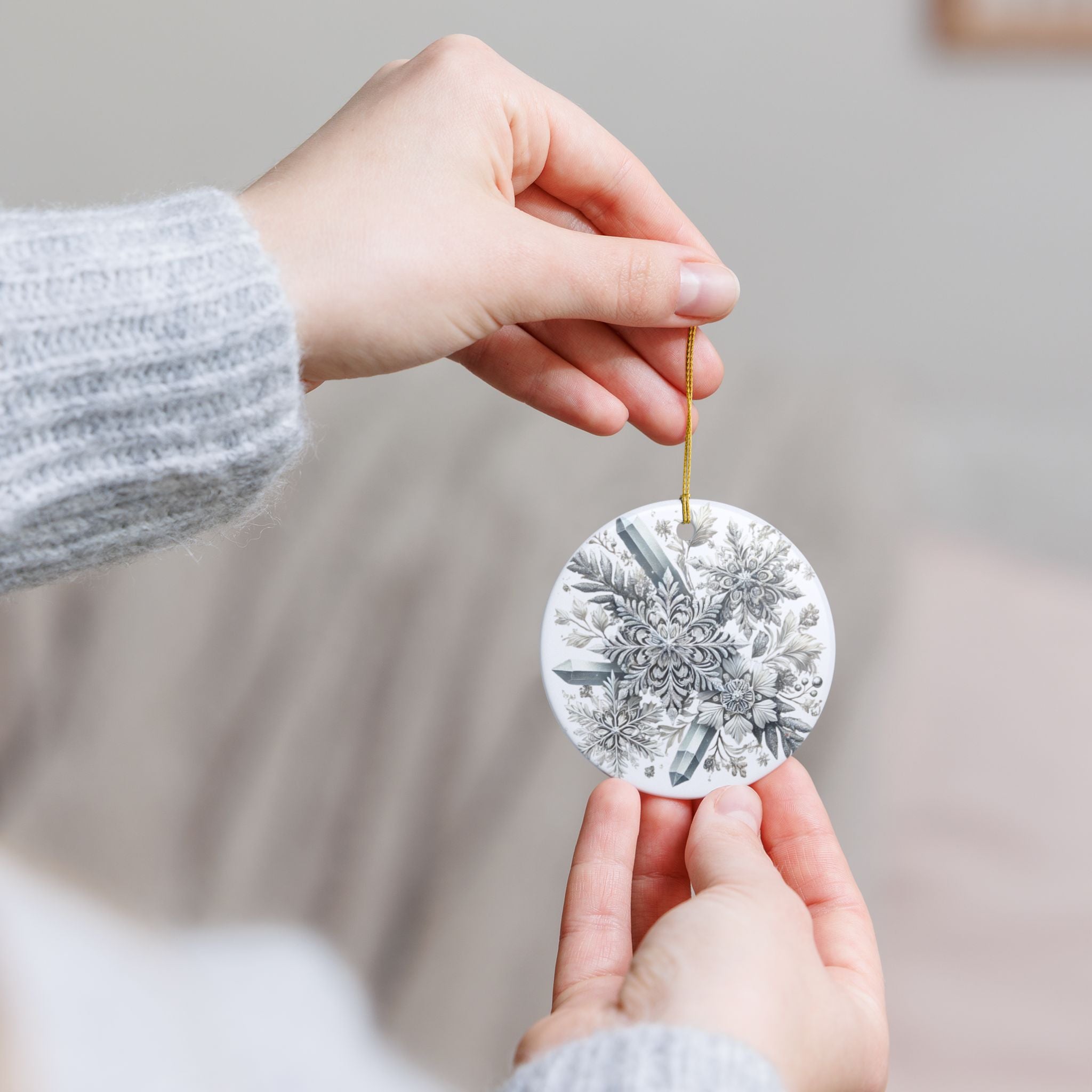 Snowflakes & Ice Crystals - Ceramic Decoration Ornament, (1pc)