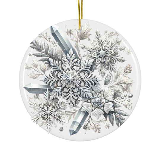 Snowflakes & Ice Crystals - Ceramic Decoration Ornament, (1pc)