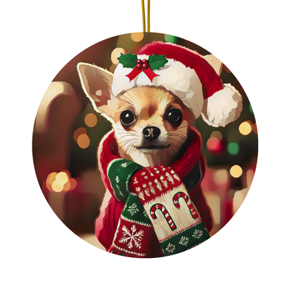 Merry Chihuahua Christmas - Ceramic Decoration Ornament, (1pc)