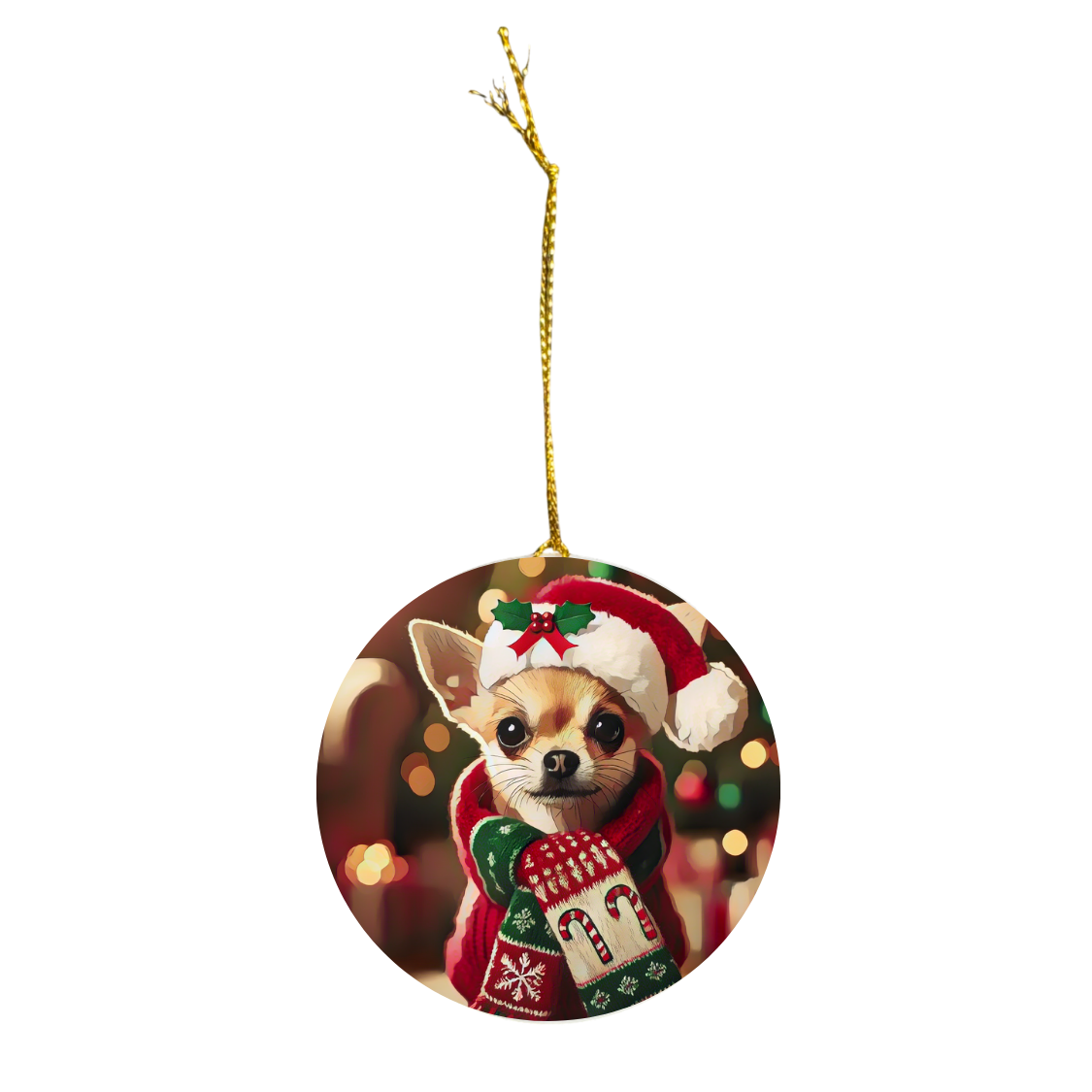 Merry Chihuahua Christmas - Ceramic Decoration Ornament, (1pc)