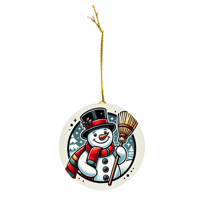 Snowman with a Magic Hat - Ceramic Decoration Ornament, (1pc) - Creatively Designed Shop