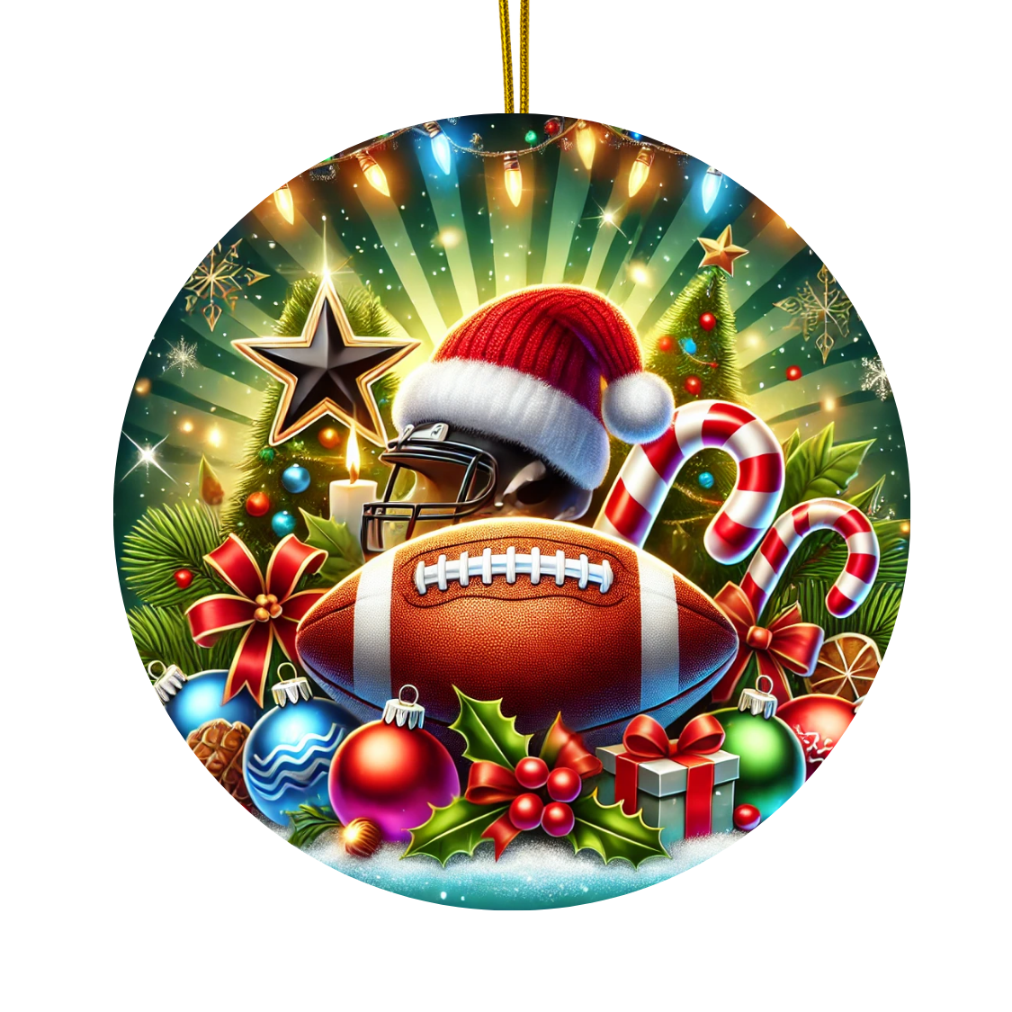 Football Christmas - Ceramic Decoration Ornament, (1pc)