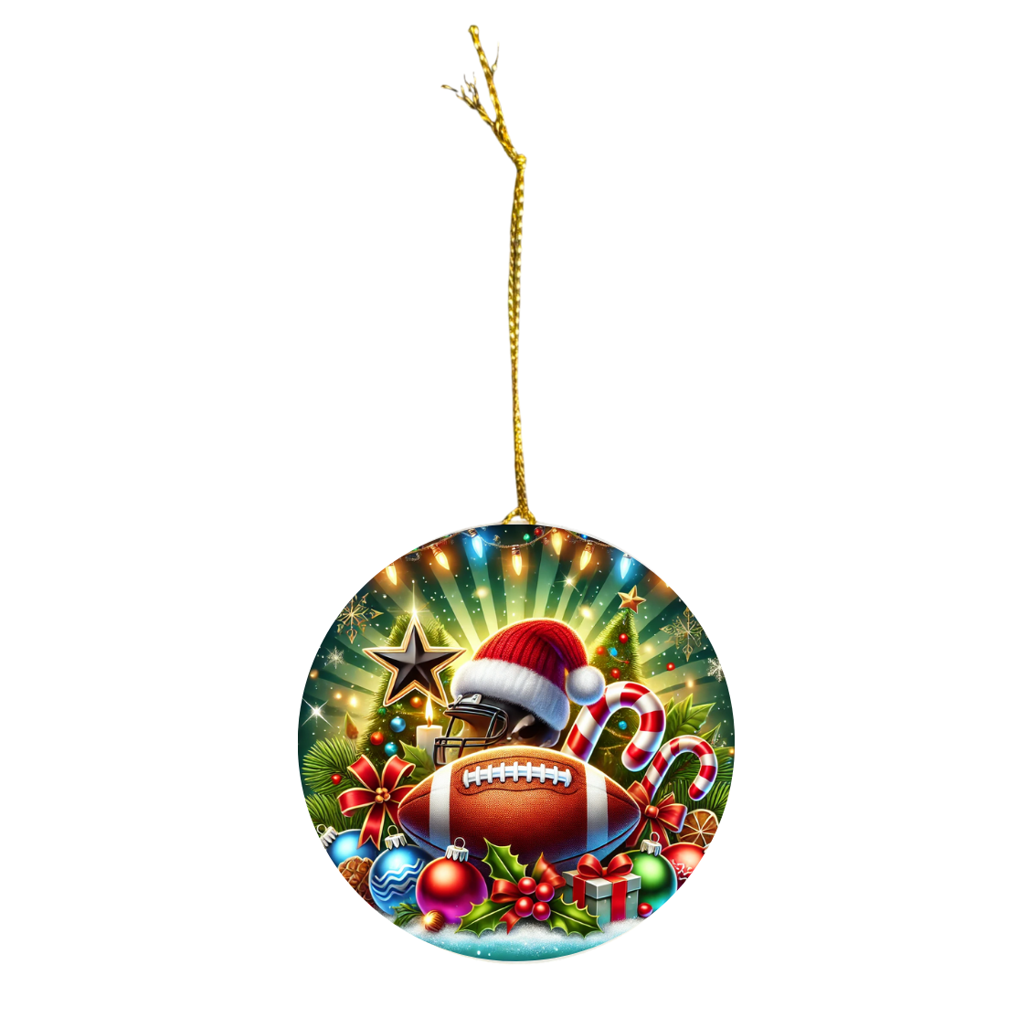 Football Christmas - Ceramic Decoration Ornament, (1pc)