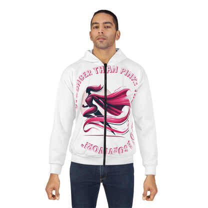 Carroll's Edition "Stronger Than Pink" - Unisex Zip Hoodie (AOP)