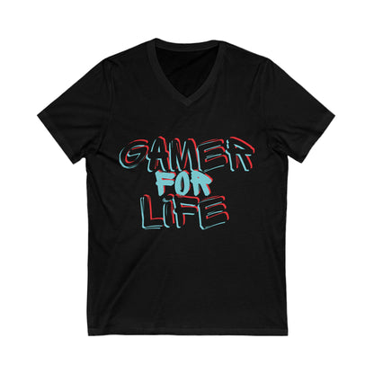 Gamer for Life - Unisex Jersey Short Sleeve V-Neck Tee