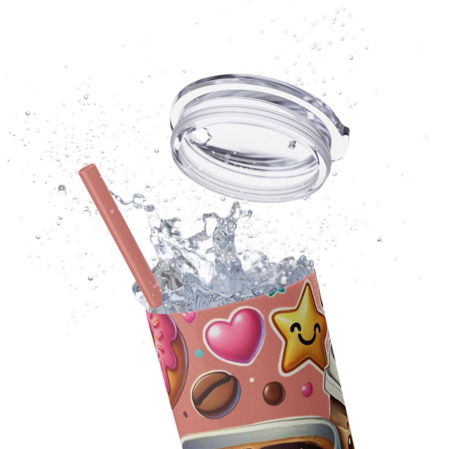 Coffee & Donuts - Skinny Tumbler with Straw, 20oz