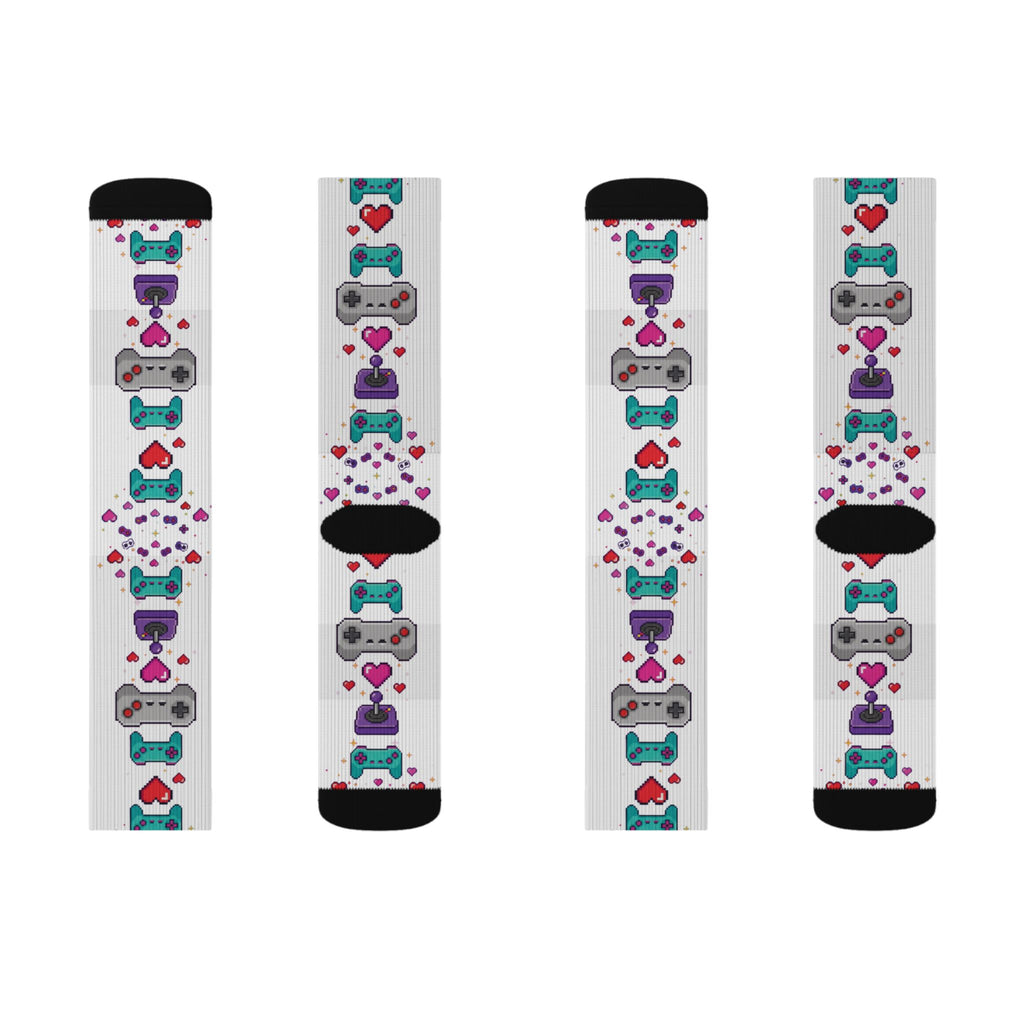 Pixel Hearts & Controllers Socks
