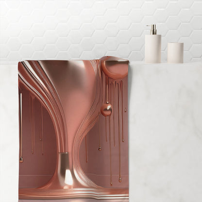 Rose Gold Metallic Drip - Mink-Cotton Towel