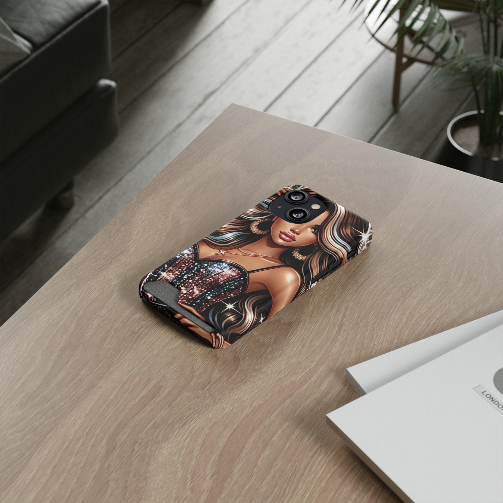 "Beautiful" - Phone Case With Card Holder - Creatively Designed Shop