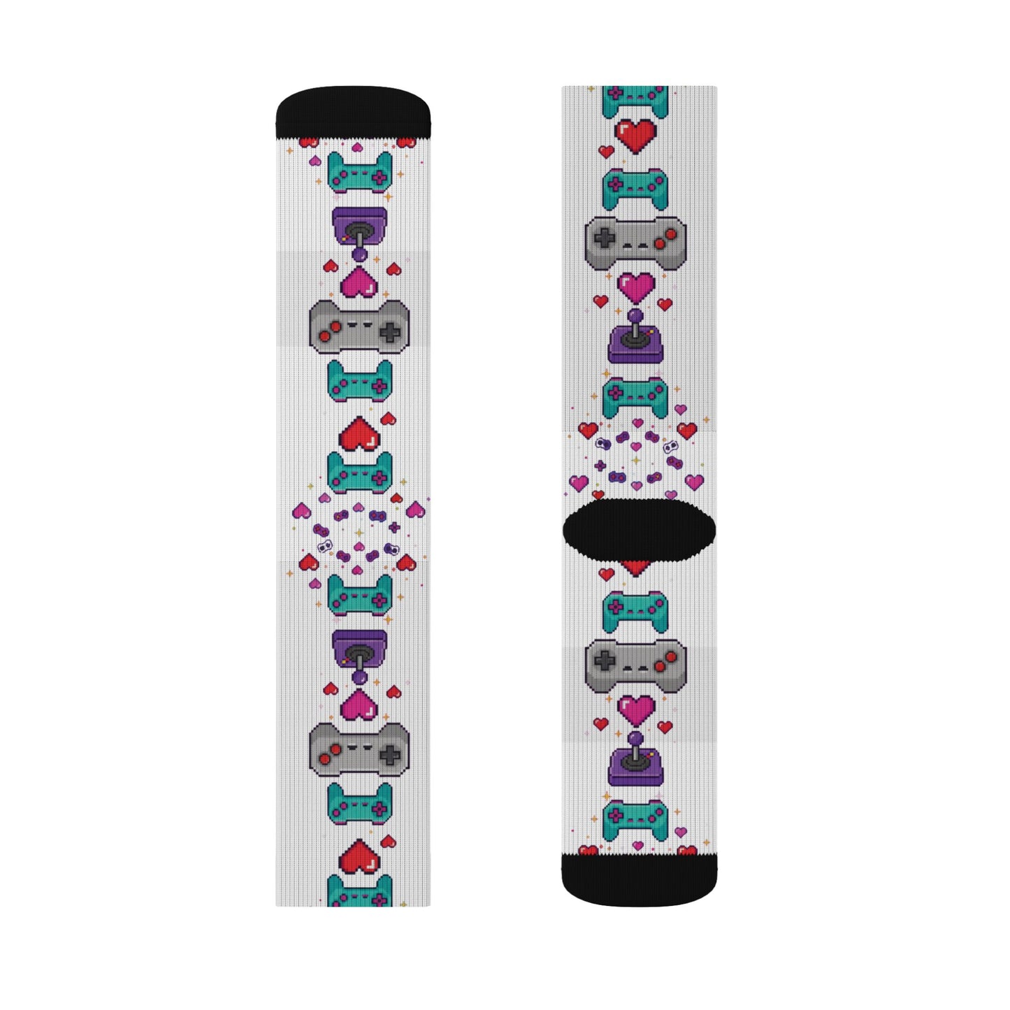Pixel Hearts & Controllers Socks