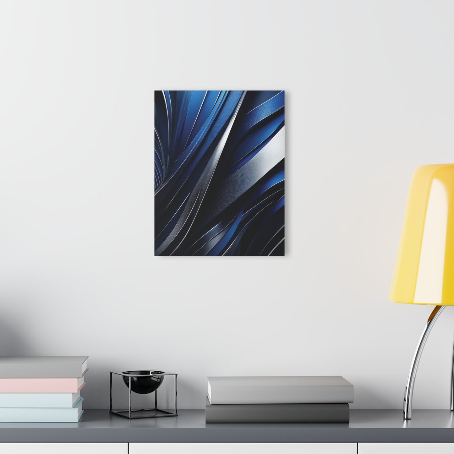 Abstract Blue & Silver - Acrylic Prints (French Cleat Hanging)