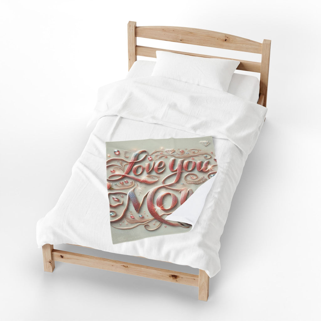 Love You Mom - Velveteen Plush Blanket