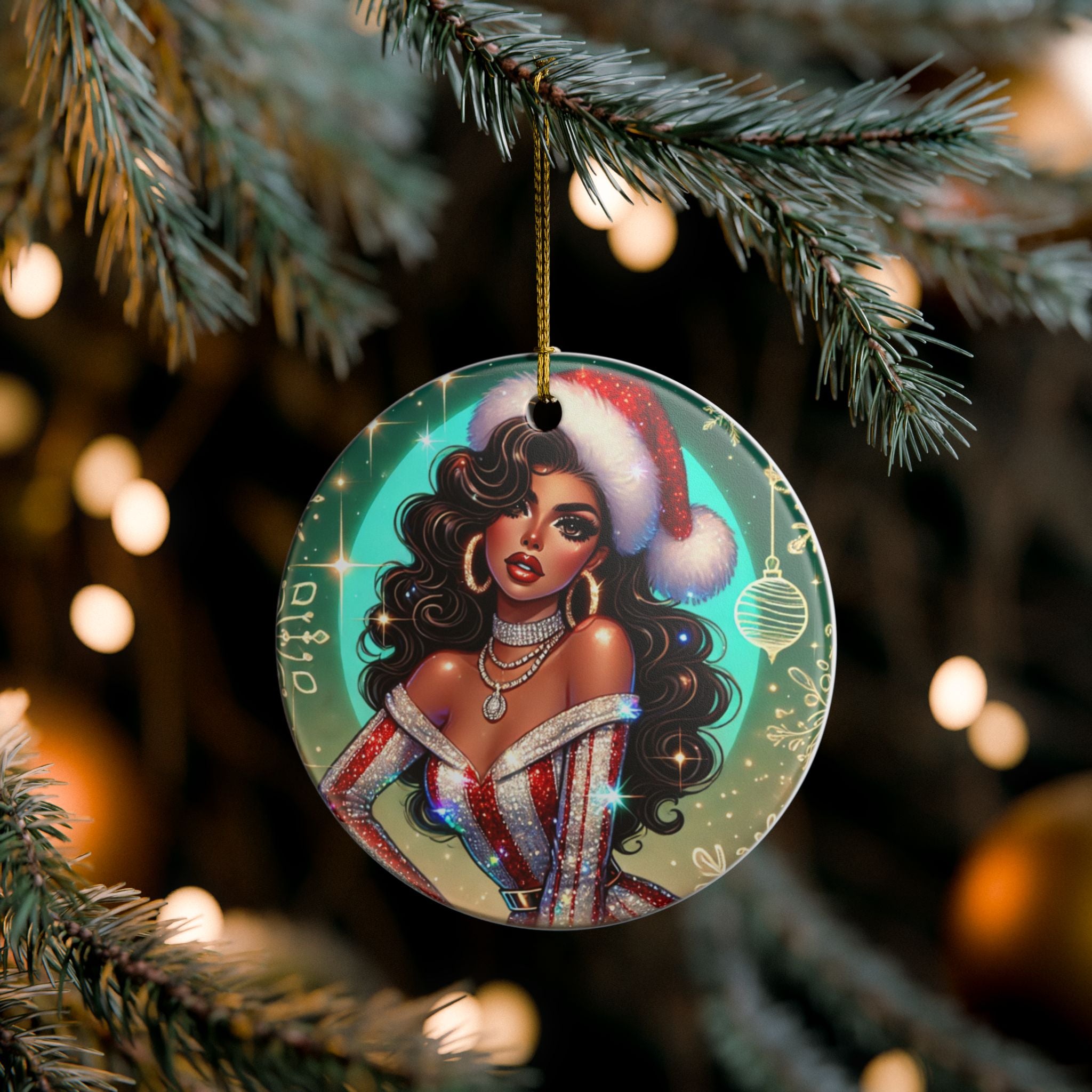 Christmas Beauty (Cultural) - Ceramic Decoration Ornament, (1pc)