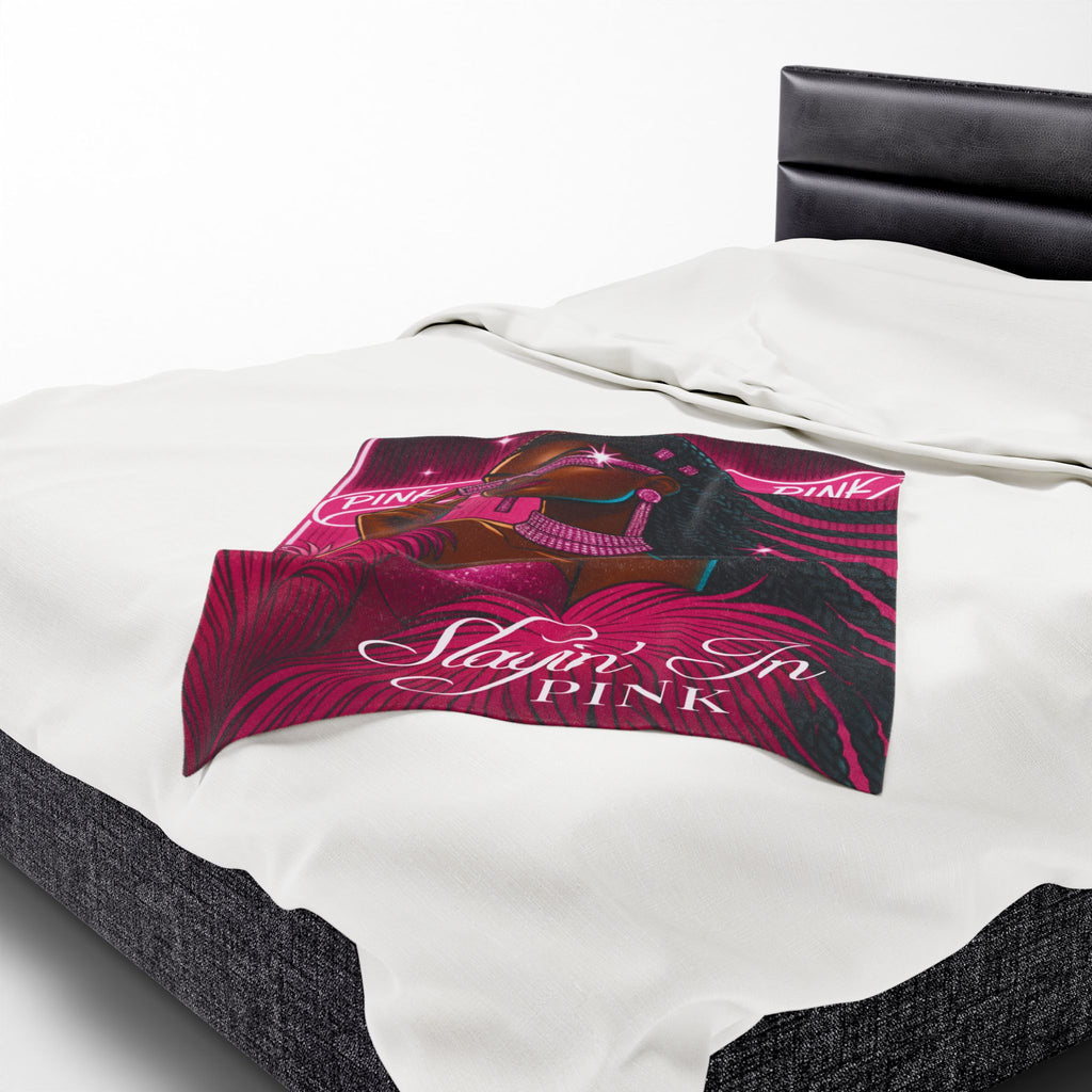 Slayin' In Pink - Velveteen Plush Blanket