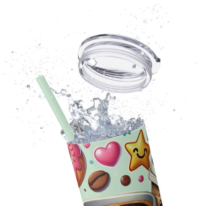 Coffee & Donuts - Skinny Tumbler with Straw, 20oz