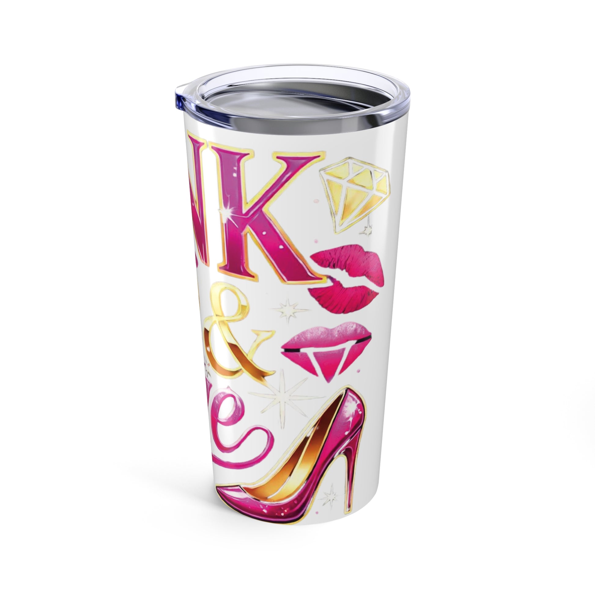 Pink, Sip & Love - White Tumbler 20oz - Creatively Designed Shop