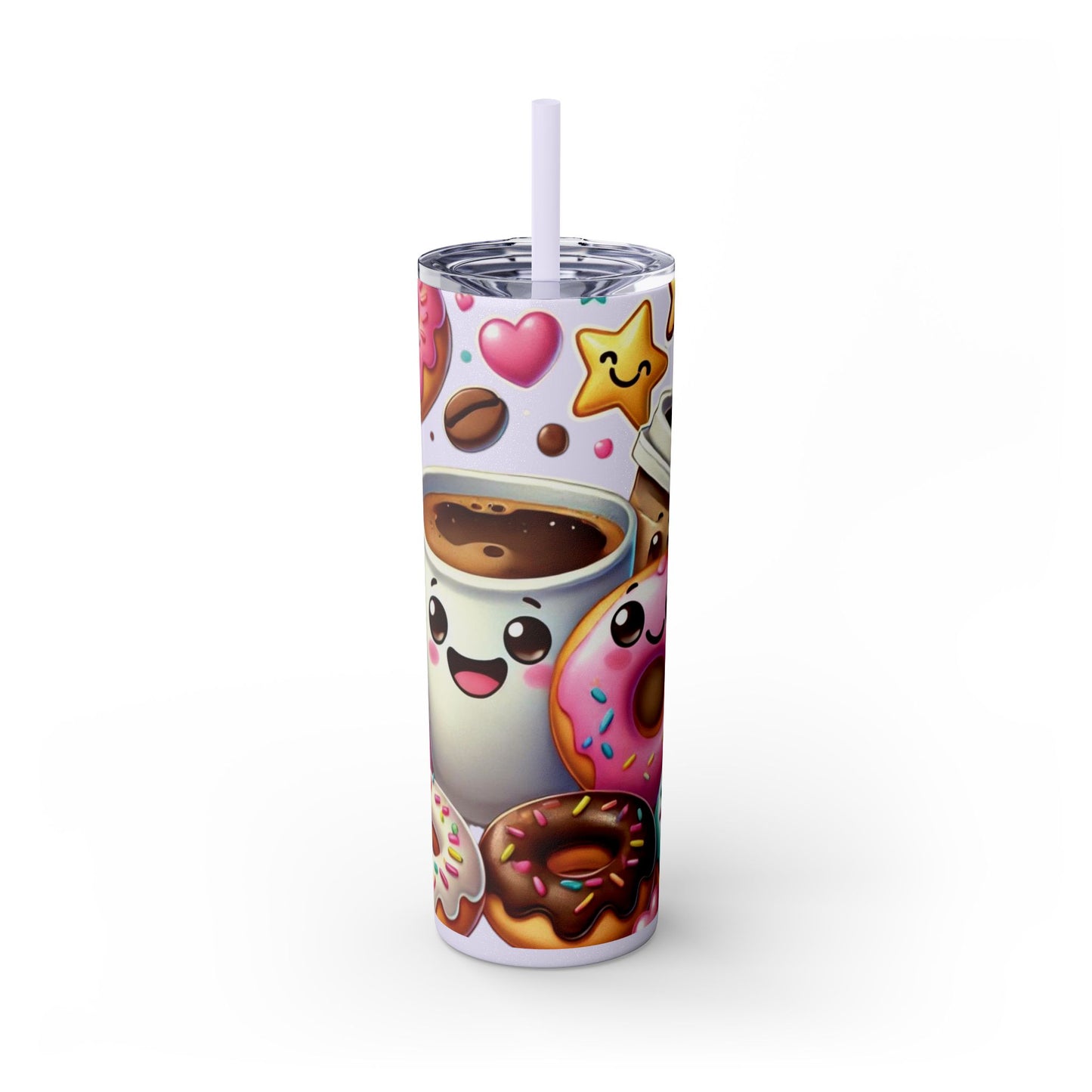 Coffee & Donuts - Skinny Tumbler with Straw, 20oz