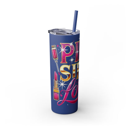 Pink, Sip & Love - Skinny Tumbler with Straw, 20oz - Creatively Designed Shop