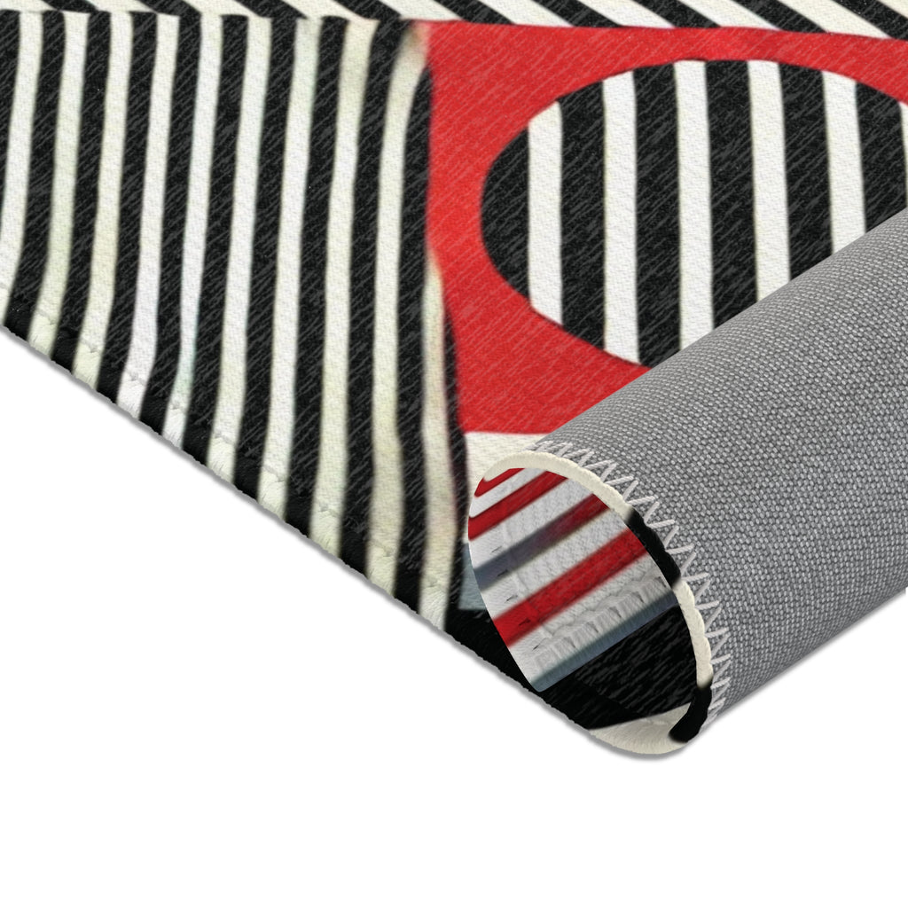 Red, Black & White Abstract - Area Rugs