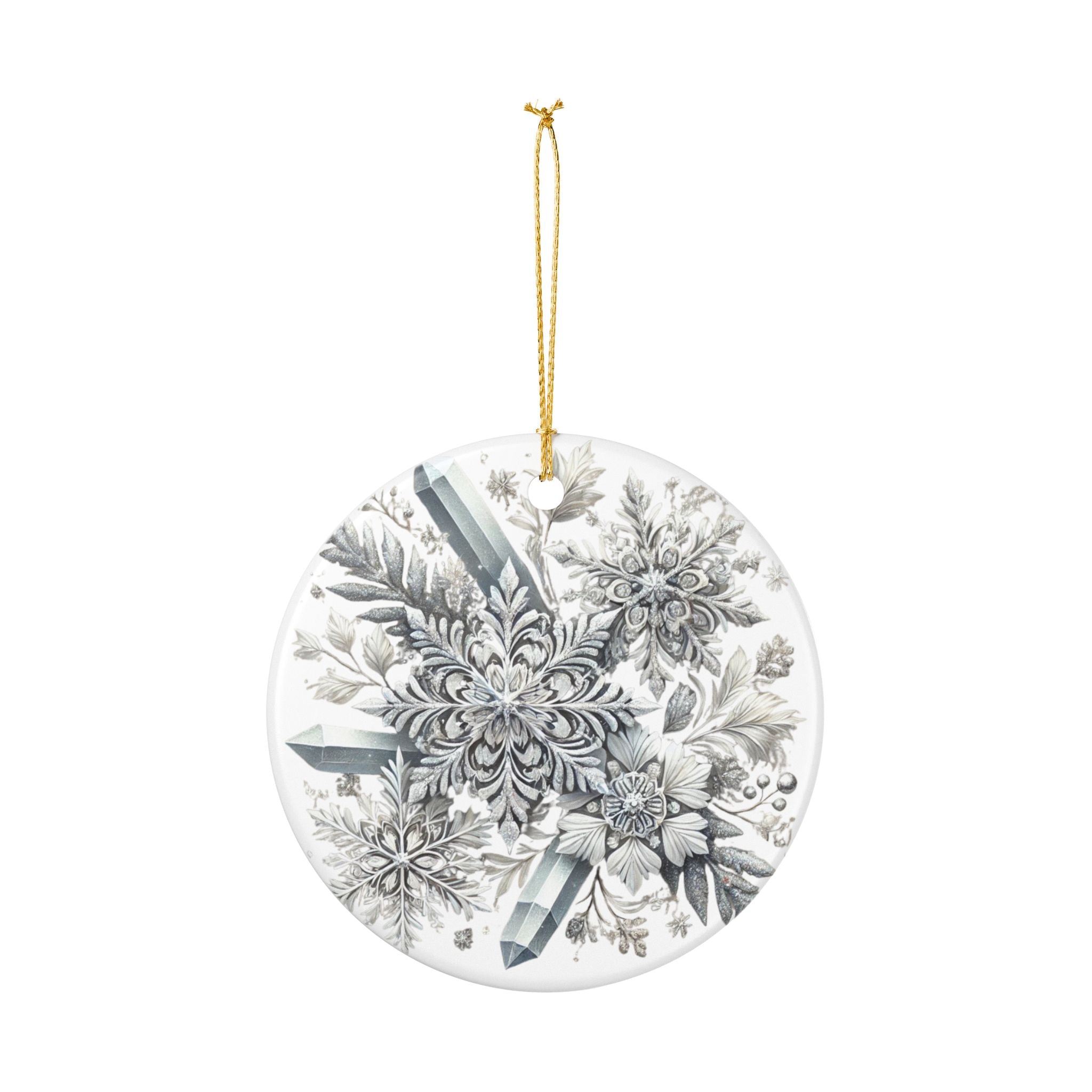Snowflakes & Ice Crystals - Ceramic Decoration Ornament, (1pc)