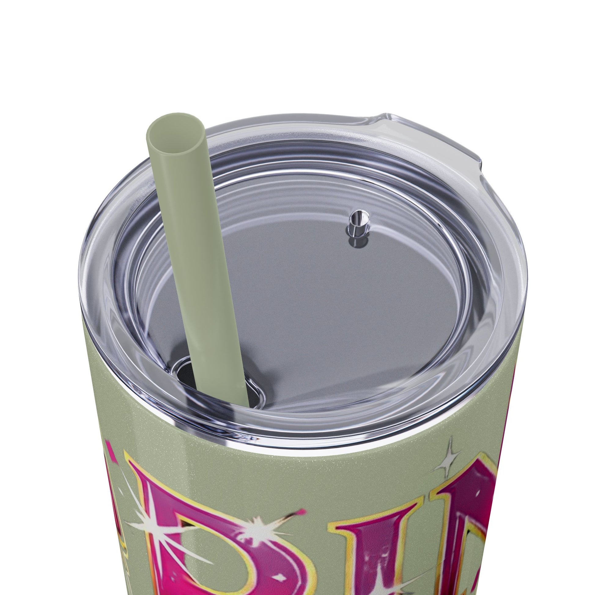 Pink, Sip & Love - Skinny Tumbler with Straw, 20oz - Creatively Designed Shop