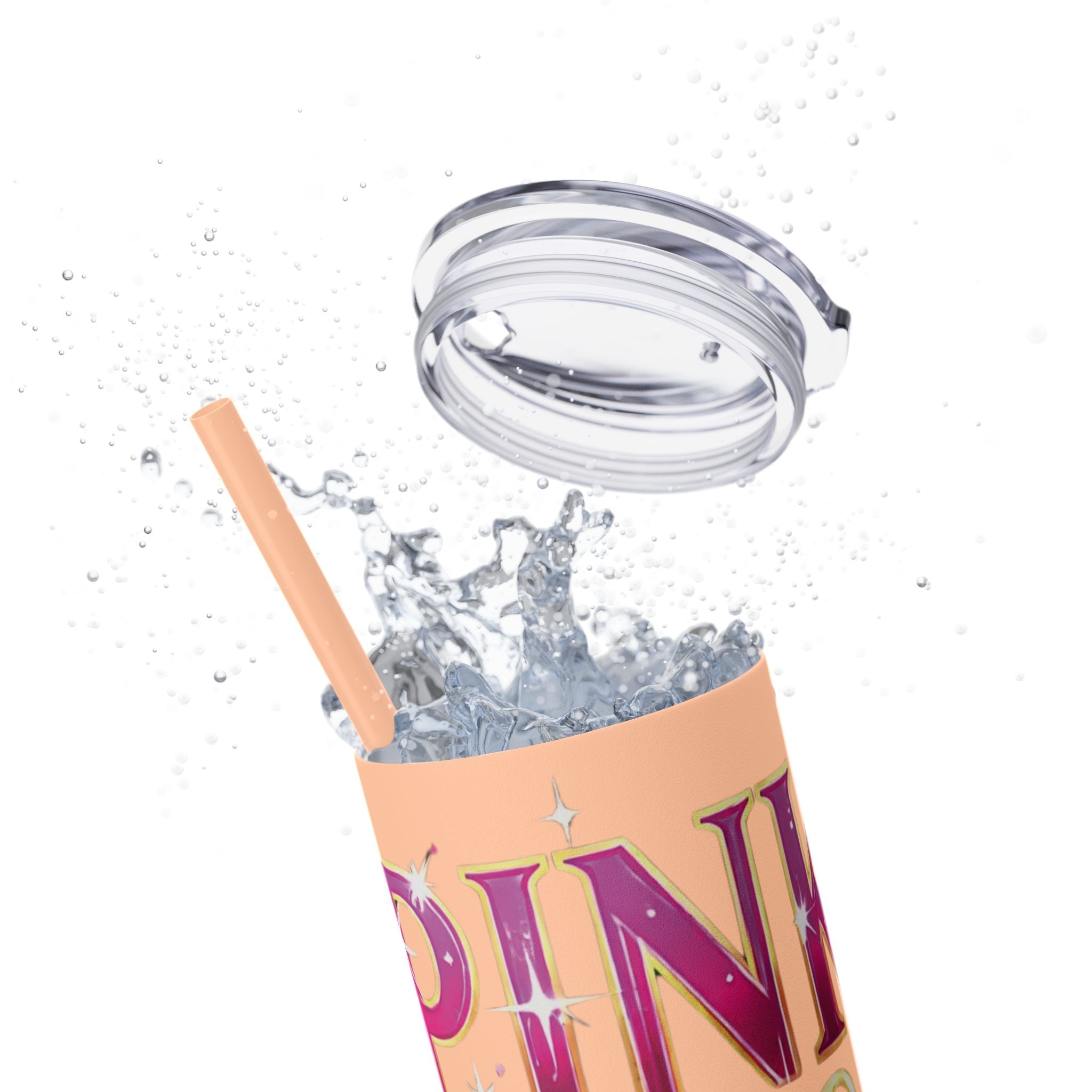 Pink, Sip & Love - Skinny Tumbler with Straw, 20oz