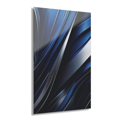 Abstract Blue & Silver - Acrylic Prints (French Cleat Hanging)