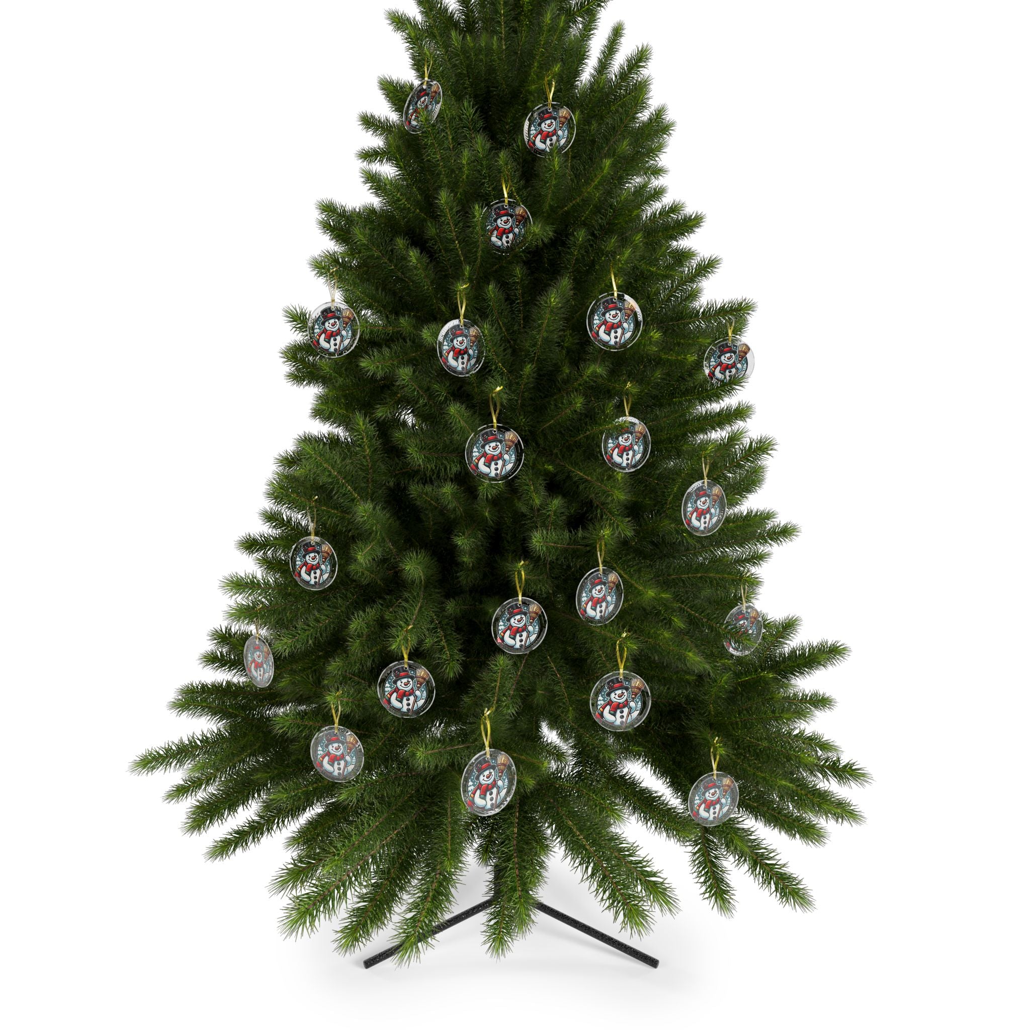 Snowman with a Magic Hat - Glass Ornaments