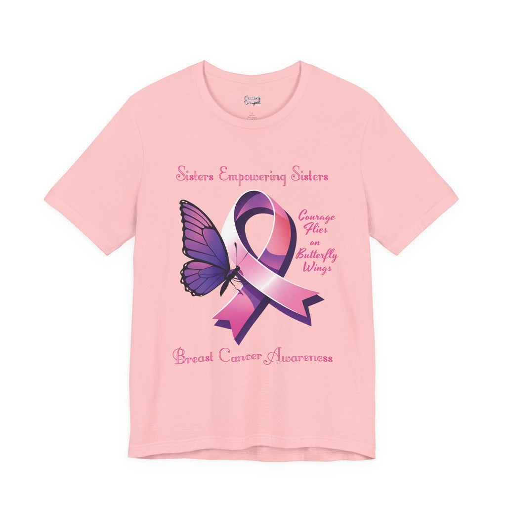 SES Breast Cancer Awareness "Courage Flies on Butterfly Wings" - Unisex Jersey Short Sleeve Tee