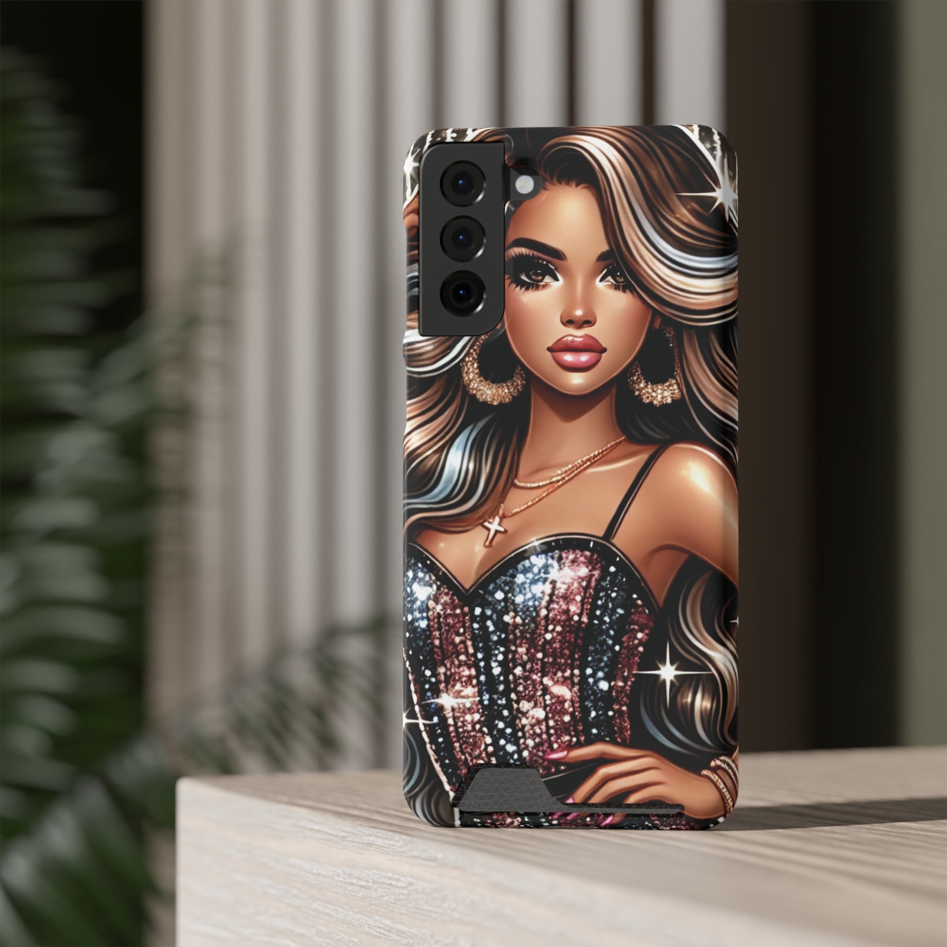 "Beautiful" - Phone Case With Card Holder - Creatively Designed Shop