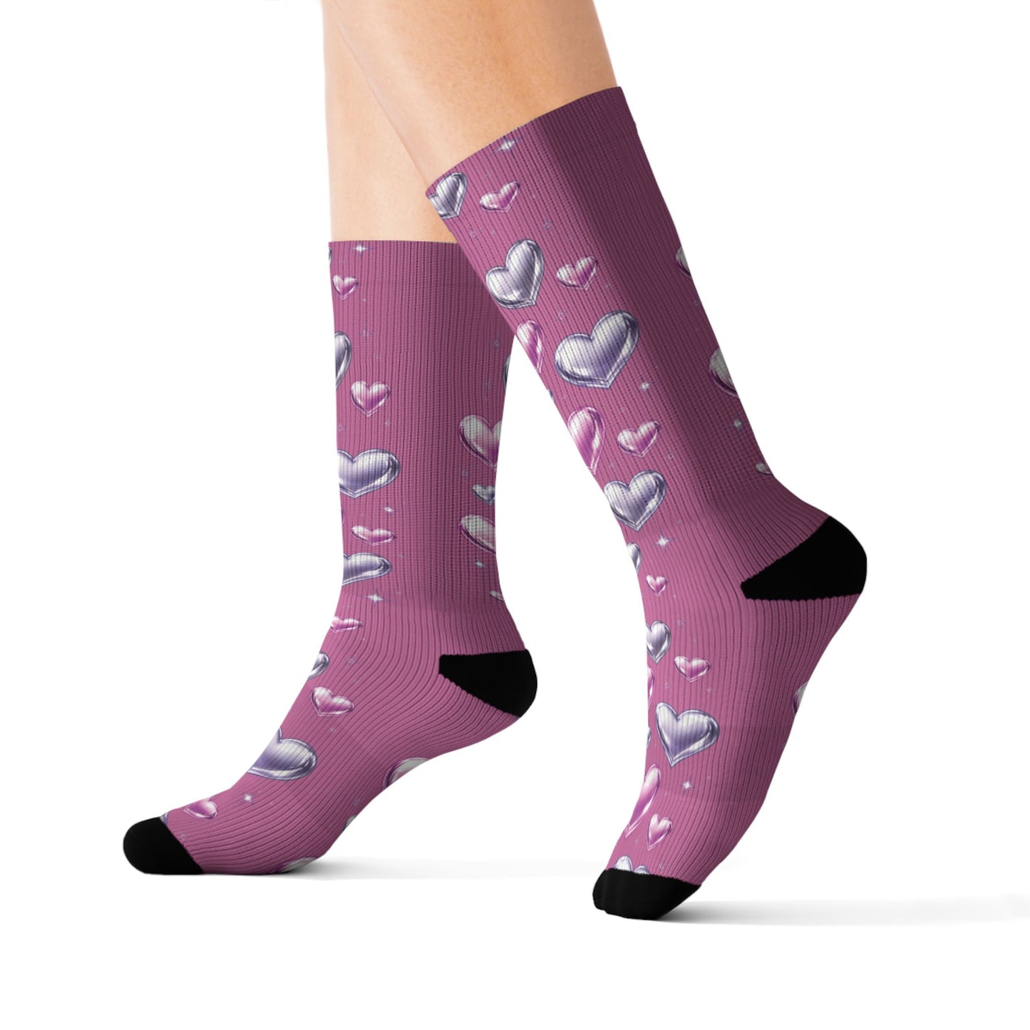 Purple & Pink Hearts Socks