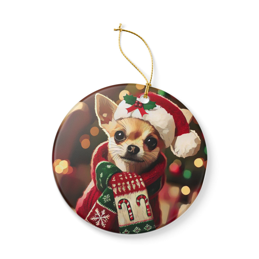 Merry Chihuahua Christmas - Ceramic Decoration Ornament, (1pc)