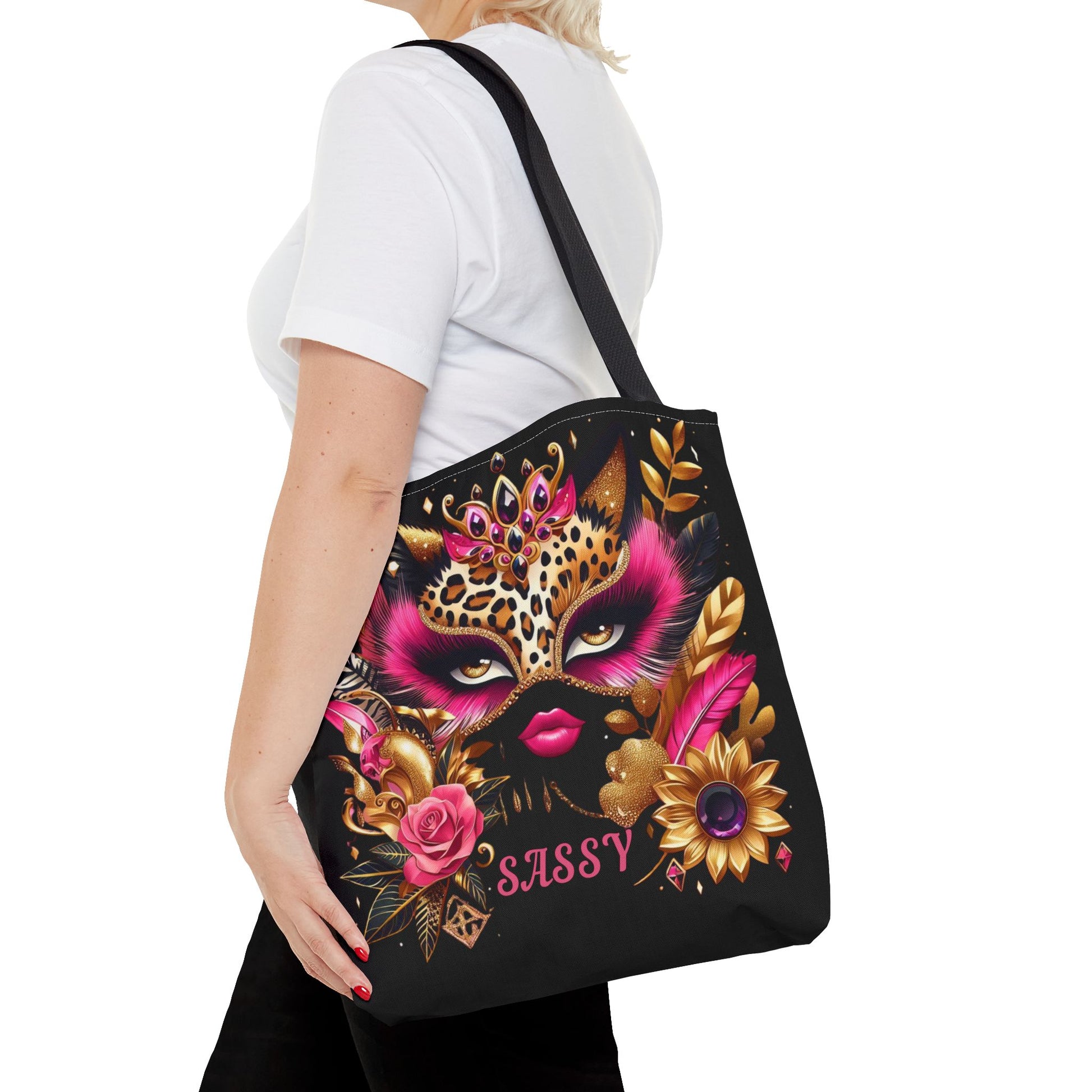 "Sassy" (Black) - Tote Bag (AOP) - Creatively Designed Shop