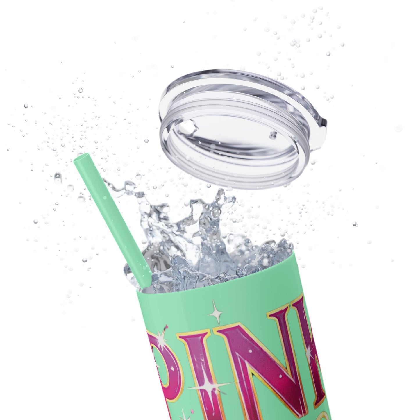 Pink, Sip & Love - Skinny Tumbler with Straw, 20oz - Creatively Designed Shop