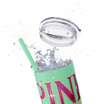 Pink, Sip & Love - Skinny Tumbler with Straw, 20oz - Creatively Designed Shop
