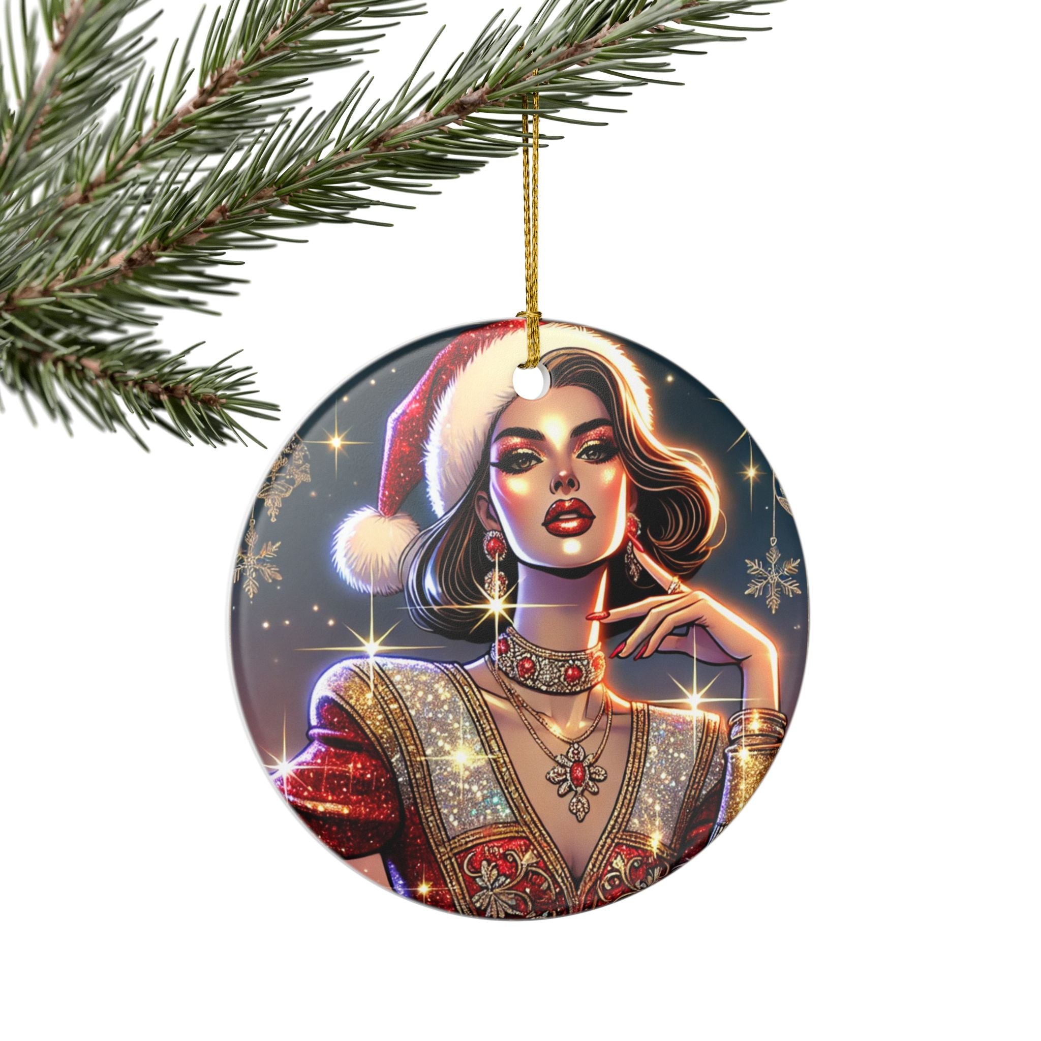 Christmas Beauty - Ceramic Decoration Ornament, (1pc)