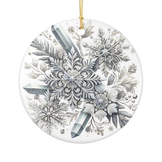 Snowflakes & Ice Crystals - Ceramic Decoration Ornament, (1pc)