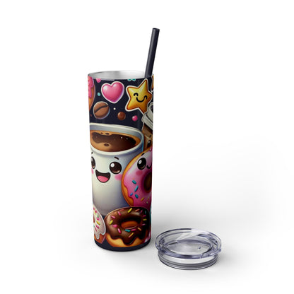 Coffee & Donuts - Skinny Tumbler with Straw, 20oz