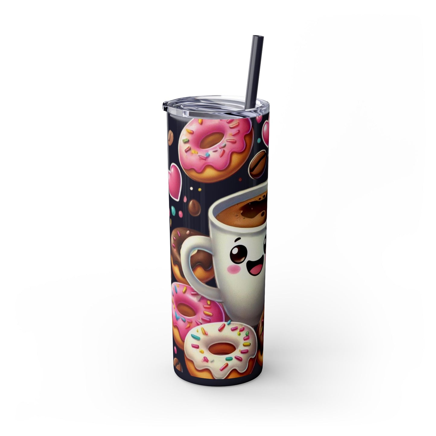 Coffee & Donuts - Skinny Tumbler with Straw, 20oz