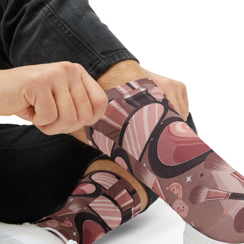 Makeup Icons Collage Socks