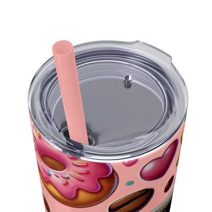 Coffee & Donuts - Skinny Tumbler with Straw, 20oz