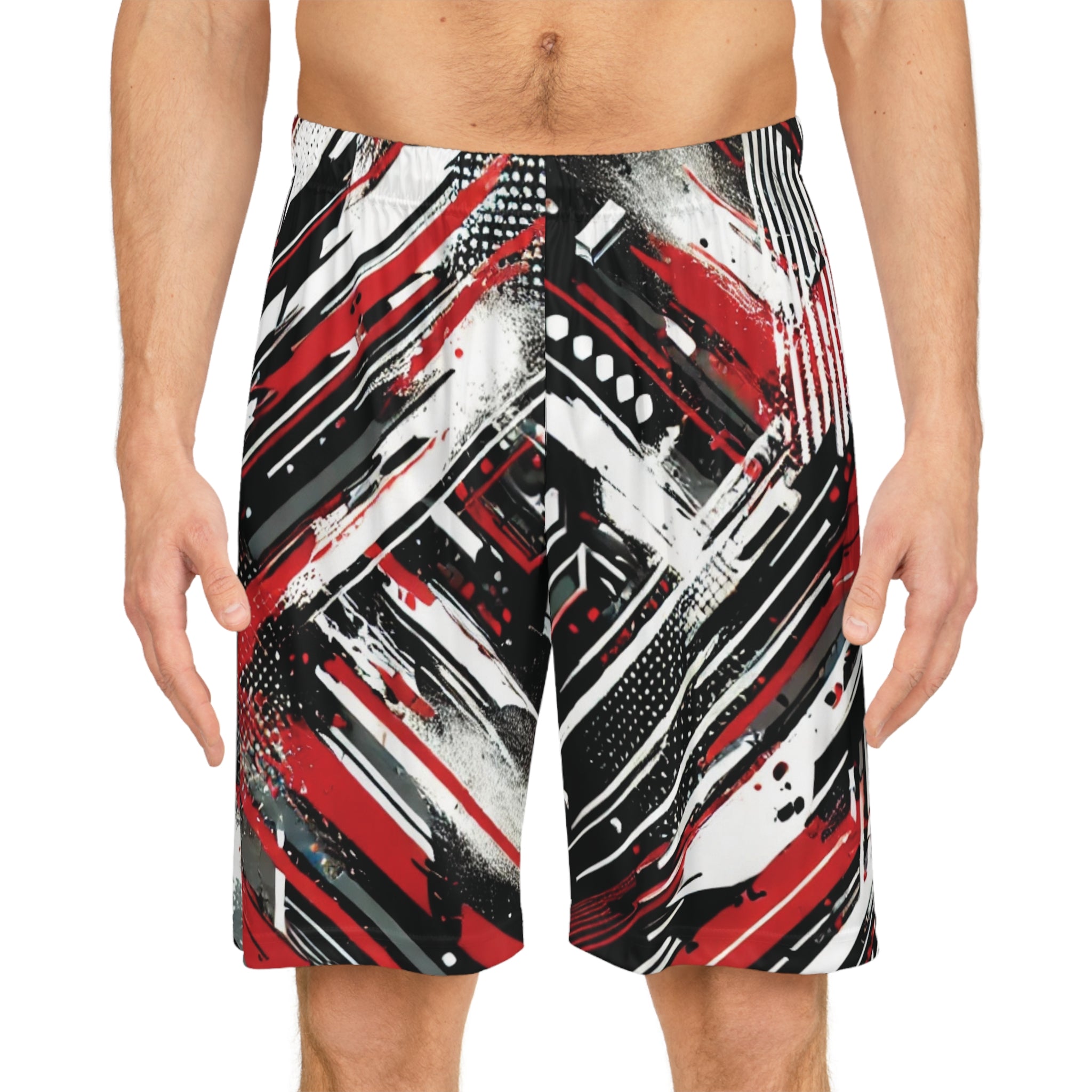 Red, Black & White - Basketball Shorts (AOP)