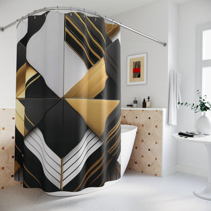 Black, Gold, & White Abstract - Shower Curtain