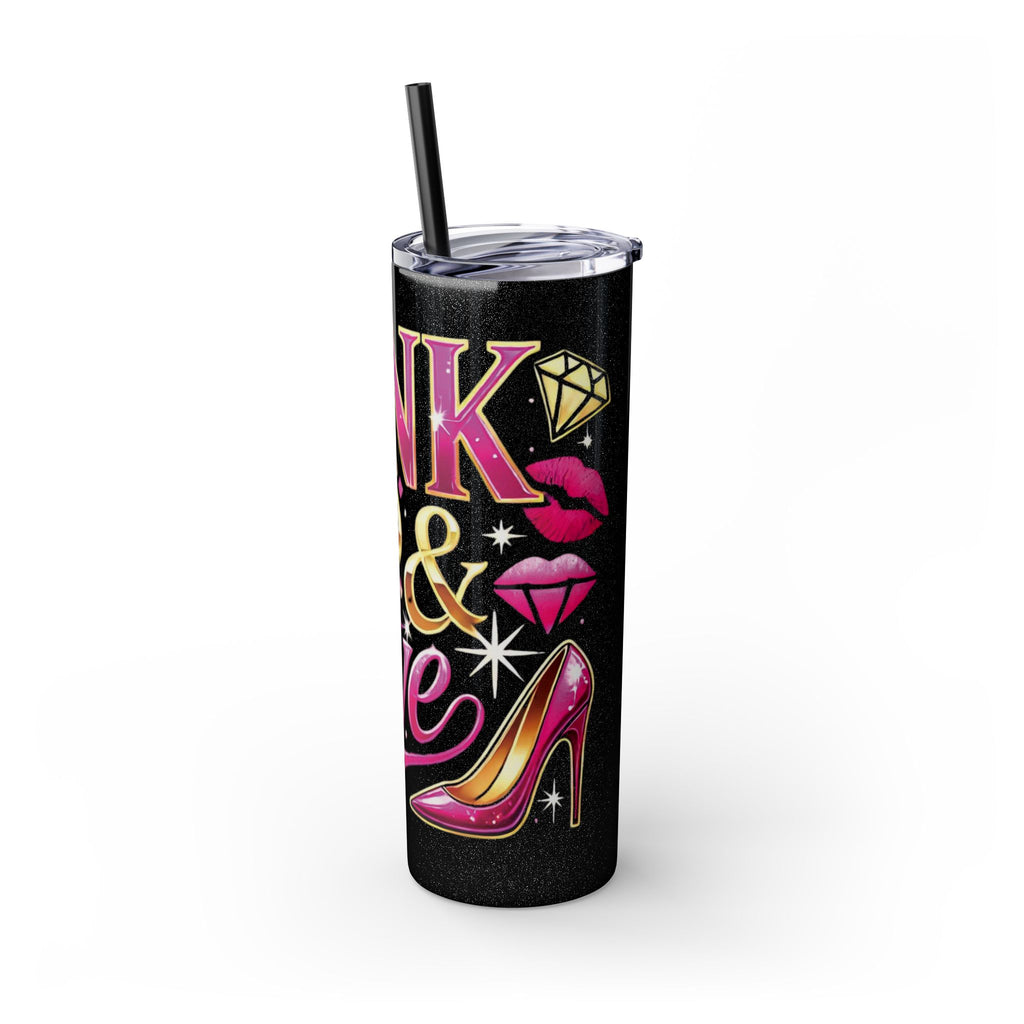 Pink, Sip & Love - Skinny Tumbler with Straw, 20oz