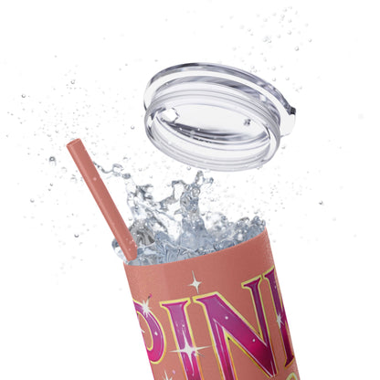 Pink, Sip & Love - Skinny Tumbler with Straw, 20oz - Creatively Designed Shop