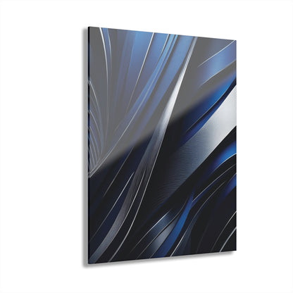 Abstract Blue & Silver - Acrylic Prints (French Cleat Hanging)