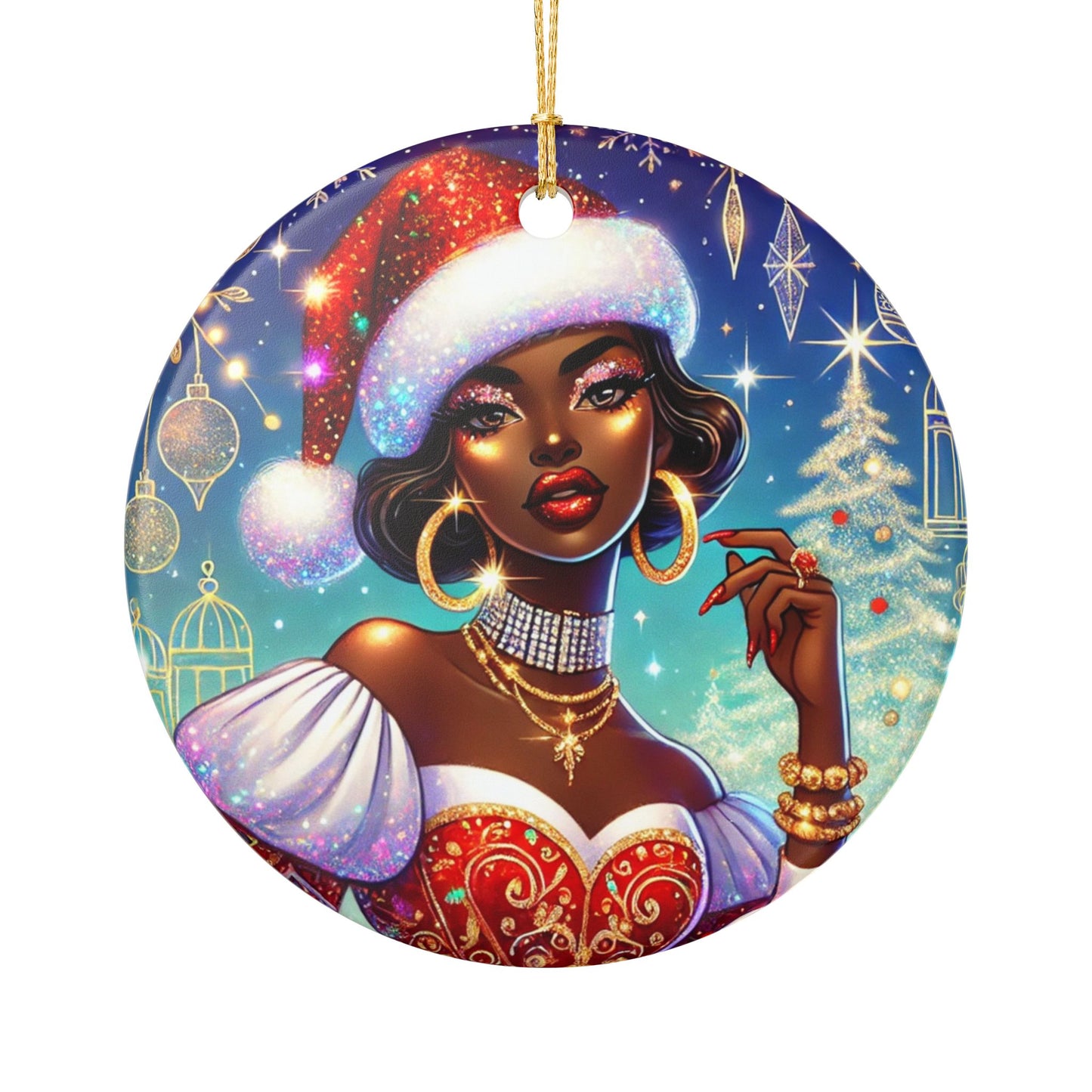 Christmas Beauty (Cultural) - Ceramic Decoration Ornament, (1pc)