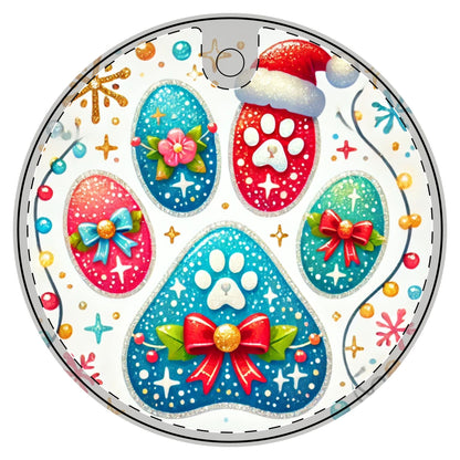 Festive Paw Print - Ceramic Decoration Ornament, (1pc)