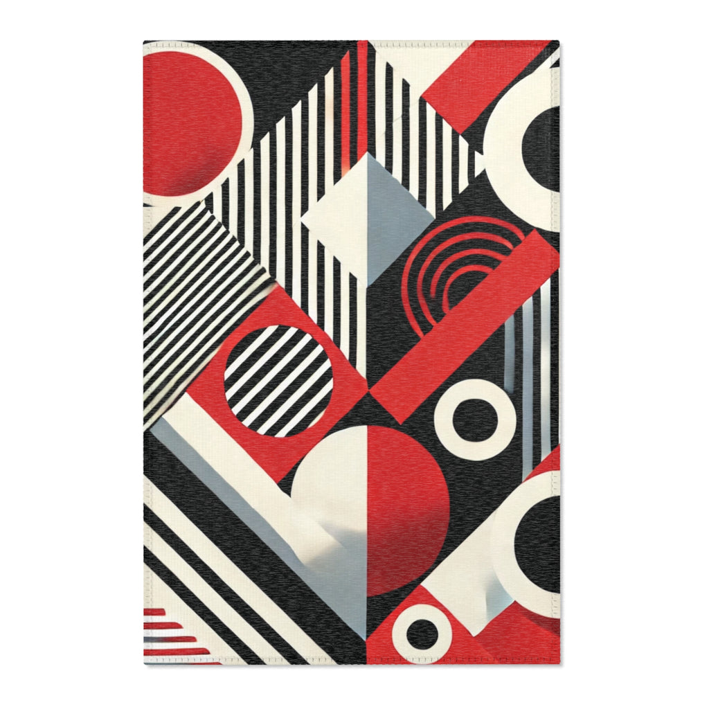 Red, Black & White Abstract - Area Rugs
